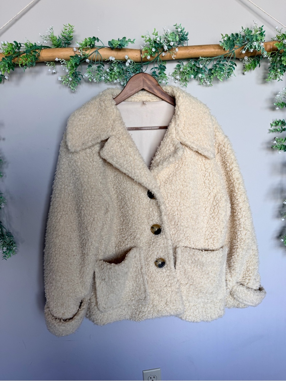 Free People Teddy Sherpa Jacket Ivory | size M